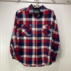 Men's Red, Navy & White Plaid Button-Down Shirt